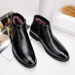 Boots Winter Men's Shoes Warm Fur One Leather Cotton Men Outdoor Leisure Wool Plus Cashmere Thickened Snow