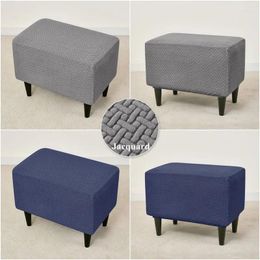 Chair Covers Stretch Elastic Footrest Ottoman Cover Jacquard Soild Colour Footstool Living Room Square Storage Stool Furniture Protector