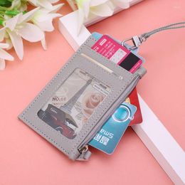 Card Holders Women Business Holder Wallet Men PU Leather ID Cards Case Neck Strap Lanyard Ladies Fashion Mini Slim Wallets Y3NE