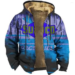 Men's Hoodies 2023 Winter Fleece Zipper For Men Y2k 3D Print Hood Jackets Clothing Street Outerwear Tracksuit Coat Hooded Zip-up
