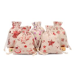 10*14cm 13*18cm Linen Drawstring pouches Christmas Gift Pouches bags Gift pack bags little Pouch Christmas package