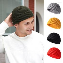 Berets 1Pcs Knitted Cap Unisex Pure Pattern Core-spun Yarn Western Style Nice Gift For Men Women Fashion