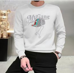 Men's Hoodies & Sweatshirts Autumn New European Printed Letter Hot Diamond Sweater Men's Pullover Bottom Fashion Brand Men's Top