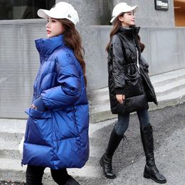 Women's Down Jacket Fashion Warm High Collar Coat Glossy Puffer Women Coats And Jackets Winter Harajuku Parkas Female Outerwear