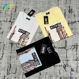 Men's T-Shirts Vintage Oil Paintings Of New York Blocks Kith Tee Top Men Women Streetwear Fashion Loose Black Apricot White KITH T-Shirt G230422