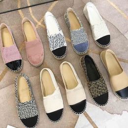 Luxury Espadrilles classic casual shoes cap toe spring for women summer flat beach half slippers woman leather loafers fisherman canvas shoe sneaker w 23Zd#