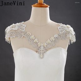 Pendant Necklaces JaneVini Vintage White Lace Bridal Shoulder Chain Necklace Crystal Beaded Jewelry Bride Pearl Wedding Party Chains