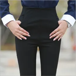 Women's Pants Korean Style Side Zipper High Waist Black OL Office Work Lady Slim Feet Trousers 2023 Female Fashion Pencil Pant