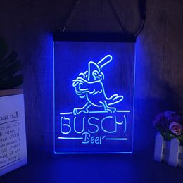 Busch Beer Bar Pub Paradise Parrot Palm Tree LED Neon Signs Home Decor New Year Wall Wedding Bedroom 3D Night Light