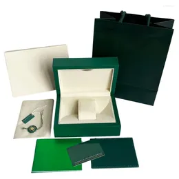 Watch Boxes High Quality Green Box Of Luxury Elegant Leather Wooden Watches Case With Microfiber Pillow In Packing