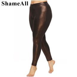 bottoms Plus Size Shiny Skinny Women High Waist Sparkling Leggings 5Xl Slim Fitness Stretch Casual Sport Pants Trousers Sexy Legins