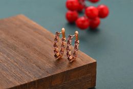 Dangle Earrings U Shaped Unique Hoop 585 Rose Gold Clear Natural Zircon Unusual Women Geometric Luxury Fine Fashion Jewelry