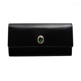 Wallets High-grade Ladies Women Genuine Leather Diamond Black Design Clutch Bag Card Holder Purses Hasp Wallet Standard