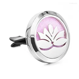 Pendant Necklaces 1Pc Lotus Stainless Steel Essential Oil Car Clip Diffuser For Jewelry Fit 23mm Pads