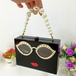 Evening Bags Fashion Acrylic Wallet Women Messenger Black White Ink Painting Clutch Party Prom Purses Handbags