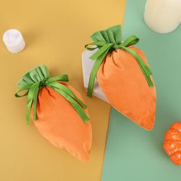 Storage Bags 10pcs Velvet Gift Bag Cute Carrot Drawstring Basket Snack Cookie Candy For Easter Wedding Party Decoration