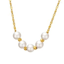 Pendant Necklaces 316L Stainless Steel Imitation Pearl French Style Small Design Lip Chain Women's Necklace Artificial Jewellery