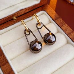 Dangle Earrings South Korea Geometric Metal Round Bead Pendant Fashion Elegant Simple Women's Jewelry