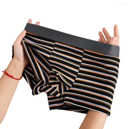 Underpants Men Cotton Comfortable Soft Boxer Briefs Horizontal Striped Shorts Loose Homewear Breathable High Stretch Underwear