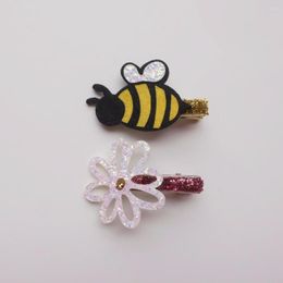 Hair Accessories Boutique 10pcs Fashion Cute Floral Felt Bee Hairpins Solid Glitter Flower Animal Clips Princess