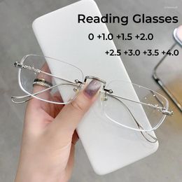 Sunglasses Rimless Square Ladies Reading Glasses Fashion Trend Presbyopia For Women Men Optical Prescription Far Sight Eyeglasses