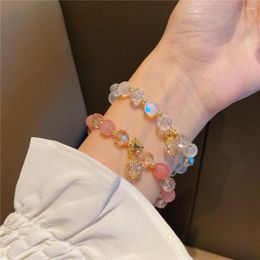 Strand Arrival Pink Natural Strawberry Crystal White Lighted Beads Elastic Rope For Women Fashion Jewelry ASL102