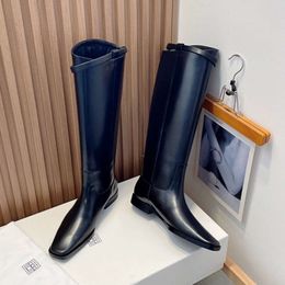 Toteme Autumn/Winter Knight Square INS Black Head Boots High Boot Flat Bottom Knee Length Boots Female