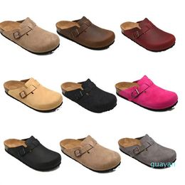 Summer Cork Slippers Designer Boston Sandal Men Slides Fashion Leather Flat Mules Woody Sandals Lazy Shoes