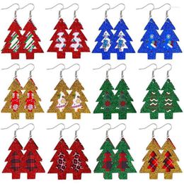 Dangle Earrings Layered Cutout Glitter Leather Christmas Tree For Women 2023 Gifts Jewellery Wholesale