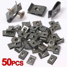 50pcs Car Screw Base U Clip Modification Fastener Metal Fender Bumper Protection Iron Interior Accessories