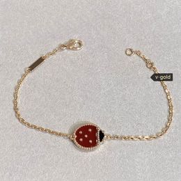 100% silver Bracelets Women Designer Bracelet Spring Sweet Clover pendants Rose gold Ladybugs Luxury Jewellery high quality lucky 4 heart motif flower bracelet origin