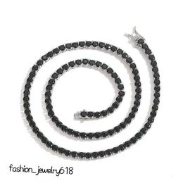 3mm 4mm 5mm collana di moda design catena da tennis nera tennis gioielli di alta qualità set in rame zircone hip hop Catena a fila singola per uomo donna regalo festa