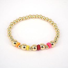 Strand Vlen Gold Plated Copper Beaded Bracelet Stretch Bracelets For Women Mix Colour Heishi Disc Beads Pulseras In Fashion Jewellery