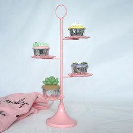 Bakeware Tools European Metal Cake Stand Wedding Props Pink Dessert Frame Cupcake Display Plate