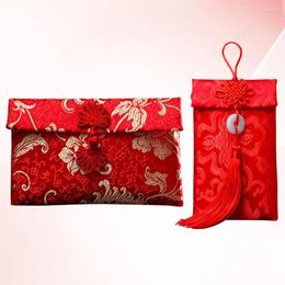 Gift Wrap Red Envelopes Wedding Chinese Embroidery Year Money Hongbao Feng Silk Party Pockets Envelope Bao Hong Shui