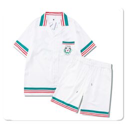 Men's Tracksuits 2023 Tennis Flowers Stripes Men Women Short Set T Shrt Hawaii Beach Style Suit Hip Hop Shirt Shorts Couple S 928