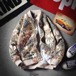 Embroidered New Autumn Bomber Jacket Streetwear Flower Pilot Jacket Hip Hop Baseball Mens Jackets and Coats clothes 5XL ZR2T