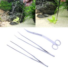 Tools 3in1 Aquarium Aquatic Live Plants Long Handle Tweezers Scissor Trim Tool Kit Set