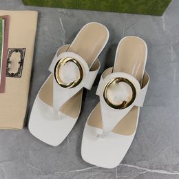 Blondie Flip Flops Slides Slippers Sandals Mules flattie Flat heels Square toe women Luxury Designers Lamb Genuine Leather outsole Casual shoes Factory Footwear