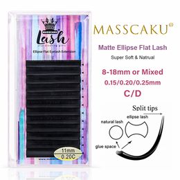 Makeup Tools MASSCAKU ellipse flat lashes soft Splittips fake eyelash extension individual eyelashes nature supplies 230425