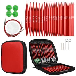 Needle 2024 Circular Knitting Needles Sets Aluminium 26PCS Interchangeable Crochet with Chrysanthemum Case Sewing Accessory 231124