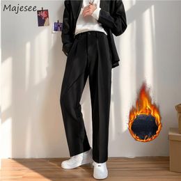 Pants Casual Pants Men Plus Velvet Warm Winter New Simple Solid Korean Style Students Empire Pockets Design Popular Bottoms Ins Loose