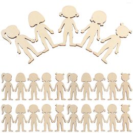 Storage Bottles 50 Pcs Hand-painted Figure Cutouts Kids Craft Toys Figurines Decor Wood DIY Chips Wooden Handmade Painting Slice Prop Baby