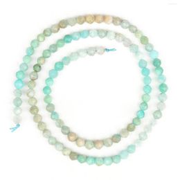 Beads Natural Small Gem 4mm Faceted Blue Amazonite Stone Round Loose Spacer For DIY Jewelry Making Bracelet Necklace 15inch