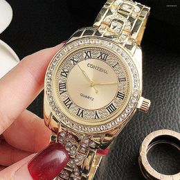 Wristwatches 2023 Fashion Ladies Watches Stainless Steel Roman Numeral Display Watch For Women Relogio Feminino