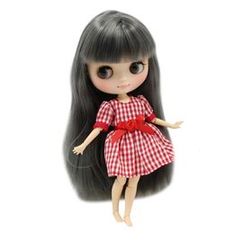 Dolls Middie 1/8 Nude Blyth Doll gray straight hair with bangs Matte face 20cm DIY gift with hand set No.BL9016 230426