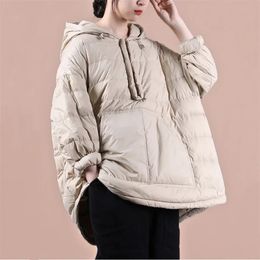 Women's Down Parkas Winter Coats Loose Half Zipper Retro Outerwear Casual Hooded Cottonpadded Jacket's Clothing Coat Women 231124