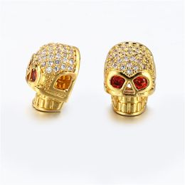 DIY Gift Jewellery CZ Micro Pave Skull Beads Charm for Bracelet Making