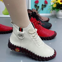 Shoes Lace Loafers Women Platform Sneakers 618 Boots Up Leather Flat Slip-on Spring Casual Mom Shoe Mujer Zapatos Chaussure Femme 231124 474