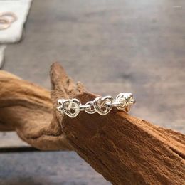 Cluster Rings FoYuan Korean Version Love Woven Chain Connected Ring For Women With Simple Temperament And Fashionable Ins